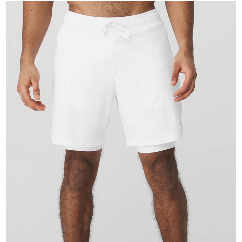 Alo Men’s Unity 2 in 1 Shorts 7” White